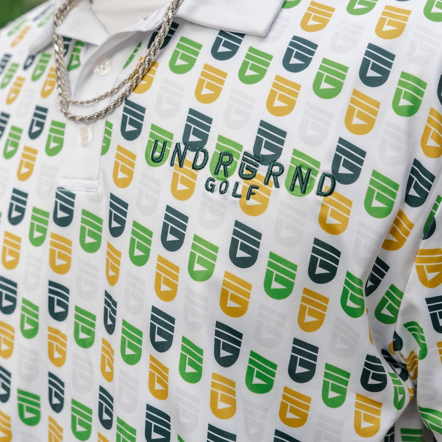 AOP Icon Performance Golf Polo White