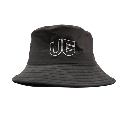 Black nylon bucket hat with UNDRGRND GOLF UG logo on the front.